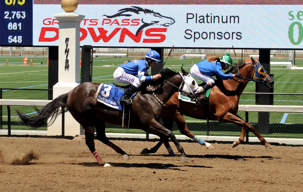 Horses racing at Grants Pass Downs